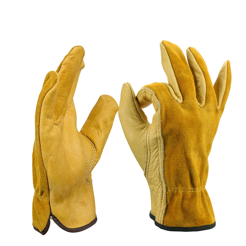 

Men Women Gloves 1 Pairs Cowhide Leather Safety Work Gloves Gardening Gloves Elastic Wrist Waterproof Full Finger