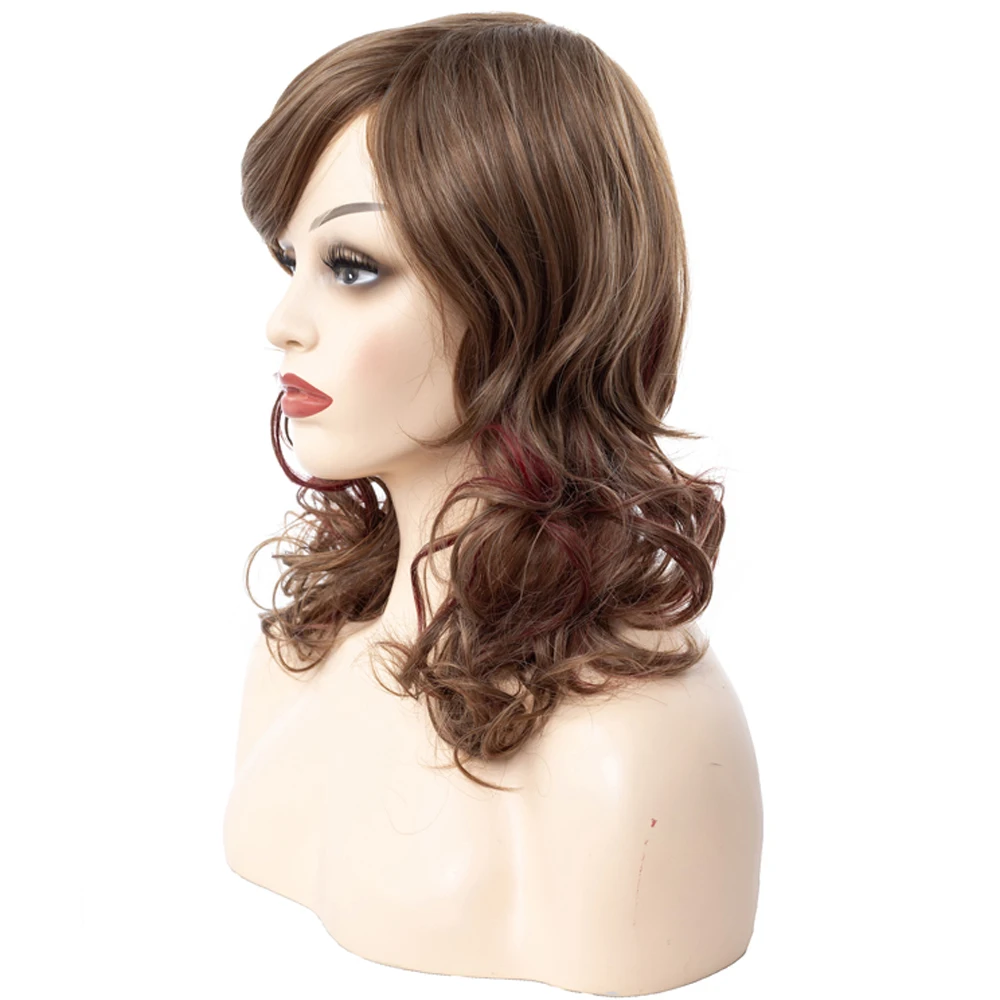 Synthetic Hair Wig 24 Inches Long Synthetic Natural Wave Brown Ombre Hair Wigs Heat Resistant Hair Wigs for Black Women