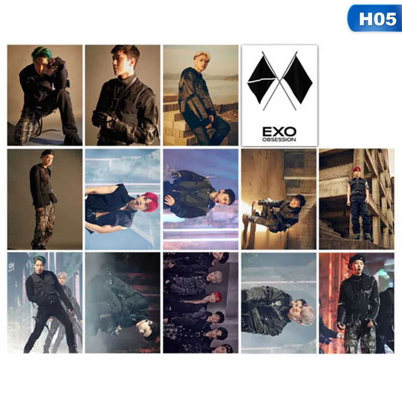 5 16 шт./компл. KPOP EXO OBSESSION альбом фото карта хип-хоп самодельные бумажные карты автограф Фотокарта - Цвет: 5