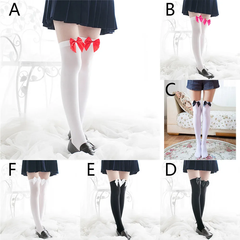 

Sexy Stocking Velvet Lady Spring And Autumn White Stockings Bow Sexy Knee Socks Style Knee Socks Solid Color High Elastic