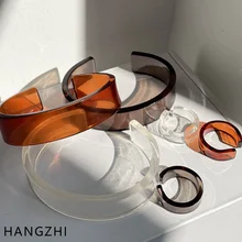 HANGZHI – Bracelet ouvert en résine acrylique transparente pour femmes et filles, nouvelle couleur, bijoux de voyage, de fête, 2021