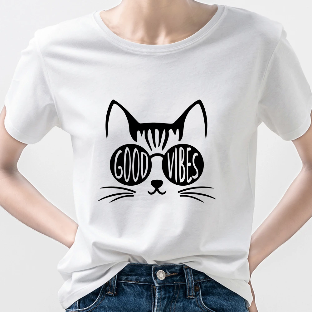 Document Ontbering Ga naar beneden Goede Vibes Kat Animal Print Vrouw Tshirt Grappige 2022 Nieuwe Kawaii  Kleding Korte Mouw Frankrijk Ropa Tumblr Mujer Family Look casual|T-shirts|  - AliExpress