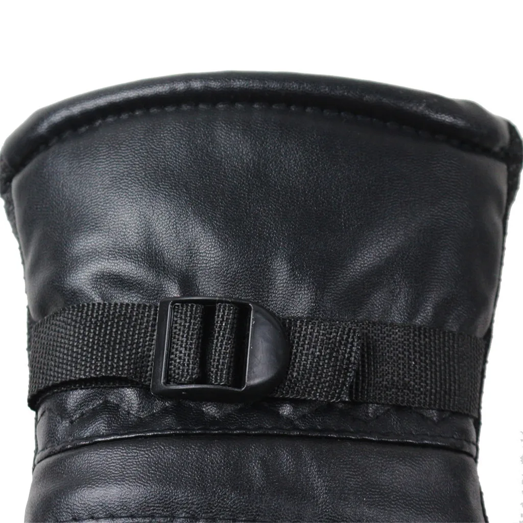 Men Leather Gloves Autumn Winter Warm Touch Screen Full Finger Motorcycle Black Gloves High Quality Guantes T3