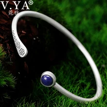 V. YA Синий Лазурит Камень Браслеты для женщин дамы 925 пробы серебряный браслет ювелирные изделия высокого качества