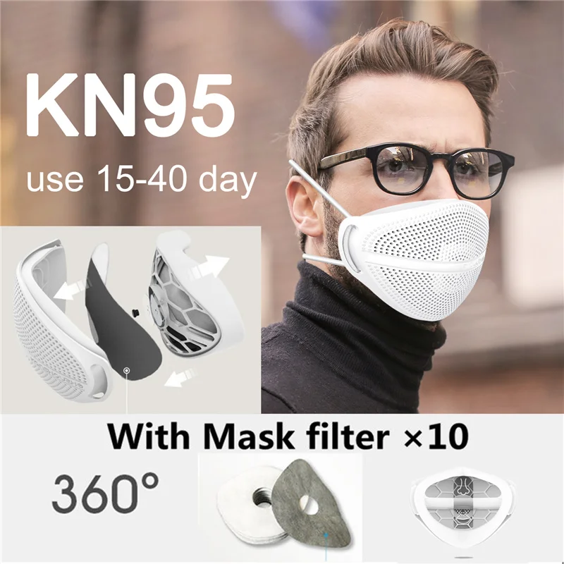 

KN95 Protective Mask Dust Face Mask Respirator Removable Reusable Breathing Valve Filter Mask Windproof Mascarilla Patent
