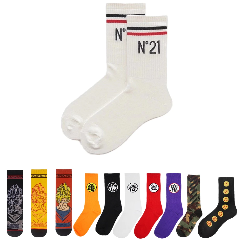 

Men's autumn Pure Cotton Sports Wind Alphabet Parallel Bars Fashion Socks Moisture Absorption Sweat Removal dragon z ball socks