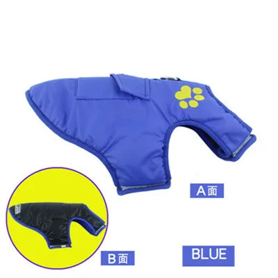 Blue Одежда для домашних животных, зимнее Стеганое пальто, теплая флисовая куртка для щенков и больших собак, теплый жилет для кошек, одежда для зимы - Цвет: Blue