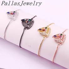 10 шт мульти CZ Циркон Регулируемая Радужная медная цепь CZ микро браслет паве для женщин девушек