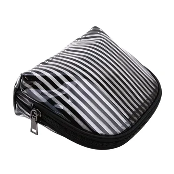 

Creative PVC Cosmetic Bag Hot Striped Large Travel Makeup Bag Zipper Make Up Organizer Storage Pouch Toiletry Wash Kit Case