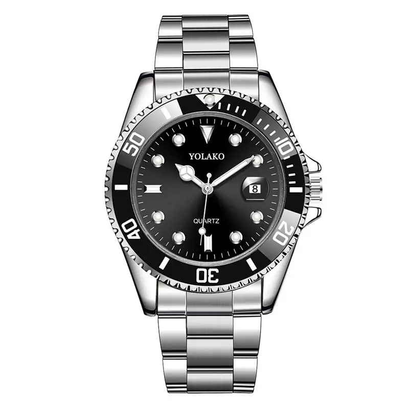 Лидер продаж, мужские часы от ведущего бренда YOLAKO, роскошные мужские Модные Военные часы из нержавеющей стали, спортивные Кварцевые аналоговые наручные часы Relogio