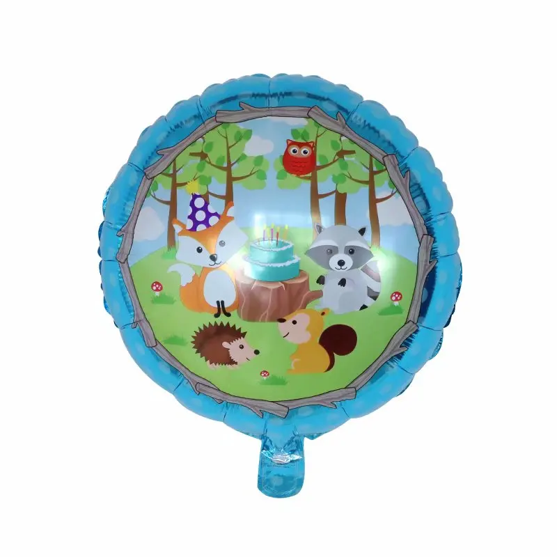 10 шт. 18 дюймов круглый мультфильм животных алюминиевый воздушный шар задний фон с изображением фермы детская Праздничная Вечеринка макет декоративные шары - Цвет: blue