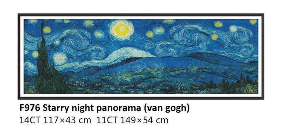 Cross Stitch Patterns Starry Night Panorama Van Gogh 11ct 14ct Counted Printed Canvas DMC Cross Stitch Kits for Embroidery Kits