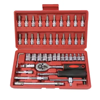 

46pcs/set Carbon Steel Combination Tool Wrench Set Car Repair Tool Sets Batch Head Ratchet Socket Spanner Screwdriver Socket Set