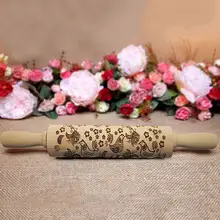 1 шт. Скалка с тиснением Рождество цыплят шаблон тиснение рулон дерево кухонные инструменты для выпечки аксессуары 38 см