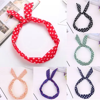 

Paisley Rockabilly Wired Headband Polka Dot Tartan Retro Scarf Wire Hair Band Cute big butterfly polka dot stripes New