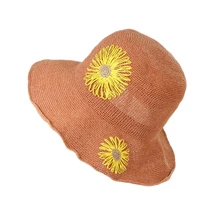 Летний складной бумажный соломенная Солнцезащитная шляпа широкополый шляпа вышивка крючком цветок пляж мягкая шляпа тканая шляпа для рыбалки шляпа