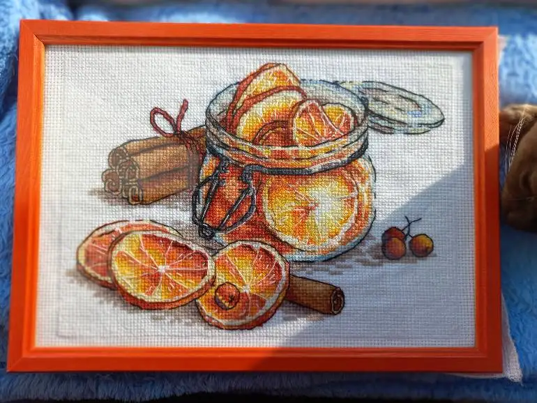 Cross stitch kit lemon print canvas aida 14ct 11ct count stitches embroidery DIY handmade