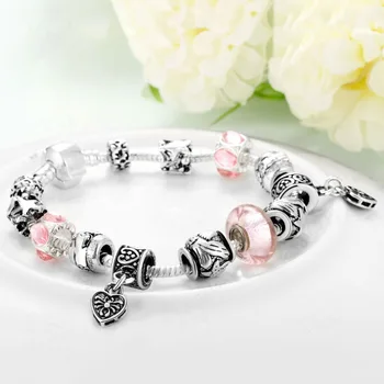 

Europe and America Handmade Coloured Glaze Beaded Bracelet DIY Bracelets PANDORA Bracelet