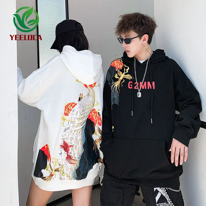 

2019 Autumn Winter Chinese style Ink Painting Peacock Print Hoodie Couple Cotton Men Women Fashion Trend Design Sweatshirt