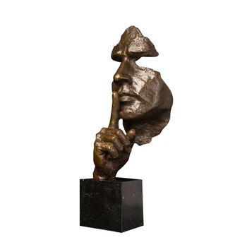 

[MGT] Abstract bronze art decor bronze face with gesture statue sculpture for desk decoration