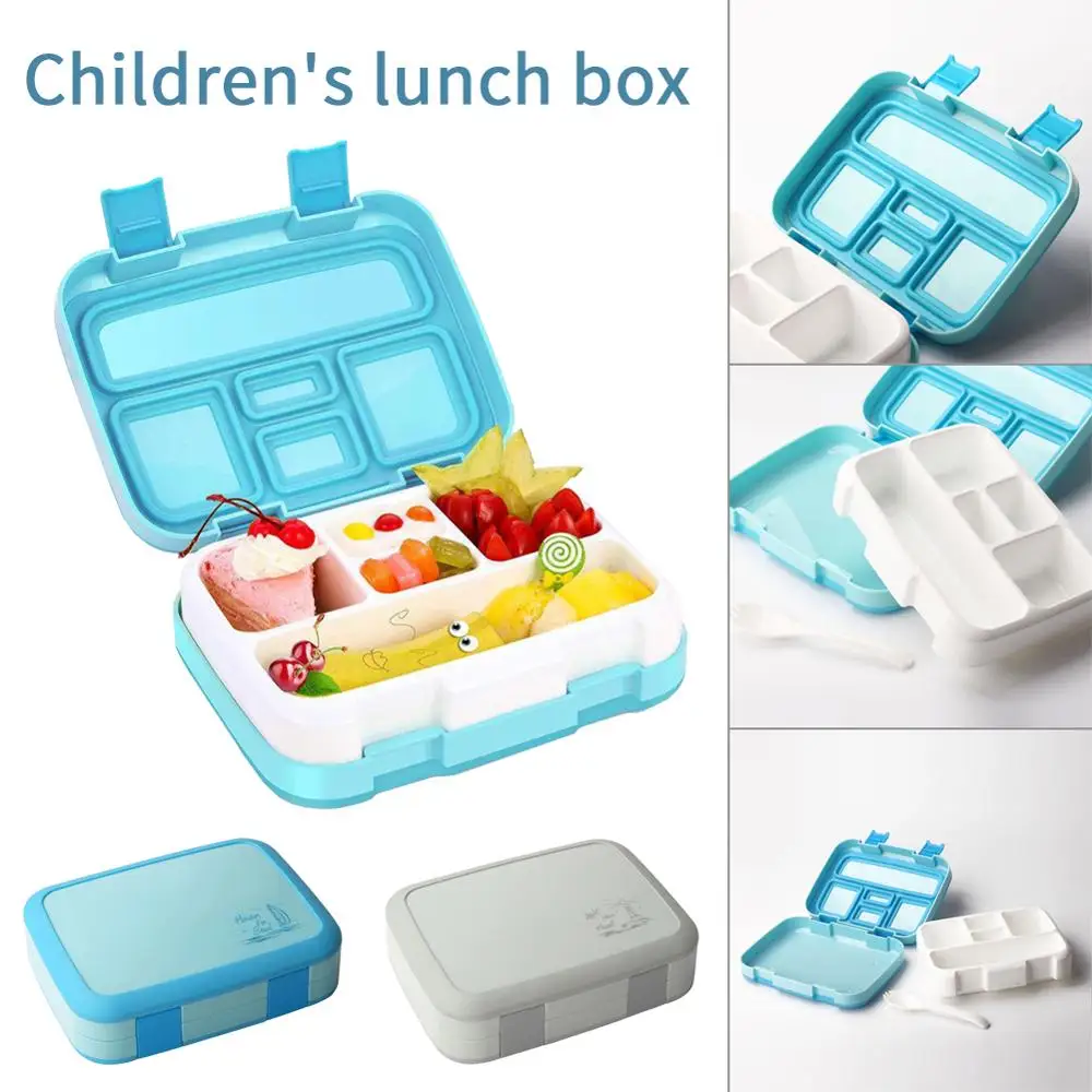 Портативная детская коробка для завтрака с 4 отсеками Microwavable мультфильм Bento коробка герметичный контейнер для еды ланчбокс для пикника