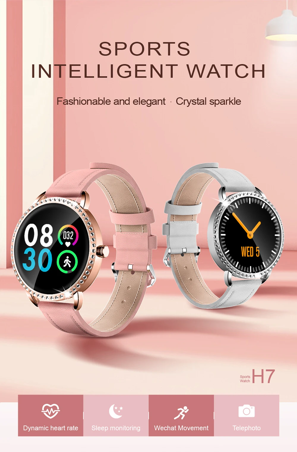 Dafit Смарт часы H7 для женщин кровяное давление пульсометр SPO2 спортивный фитнес