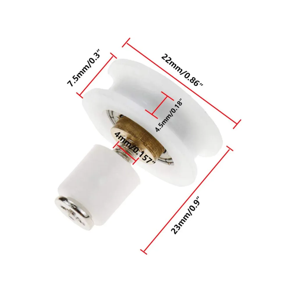 Sliding Door Roller Sliding Door Pulley 10 Pcs 22mm Plastic Pulley Bearing Round Guide Groove Rope