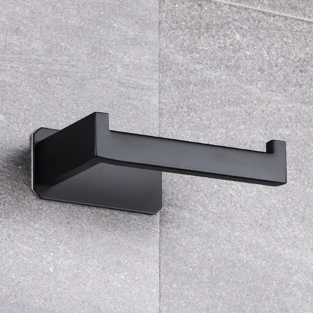 Stainless Steel Toilet Roll Holder Self Adhesive in Bathroom Tissue Paper Holder Black Finish Easy Installation