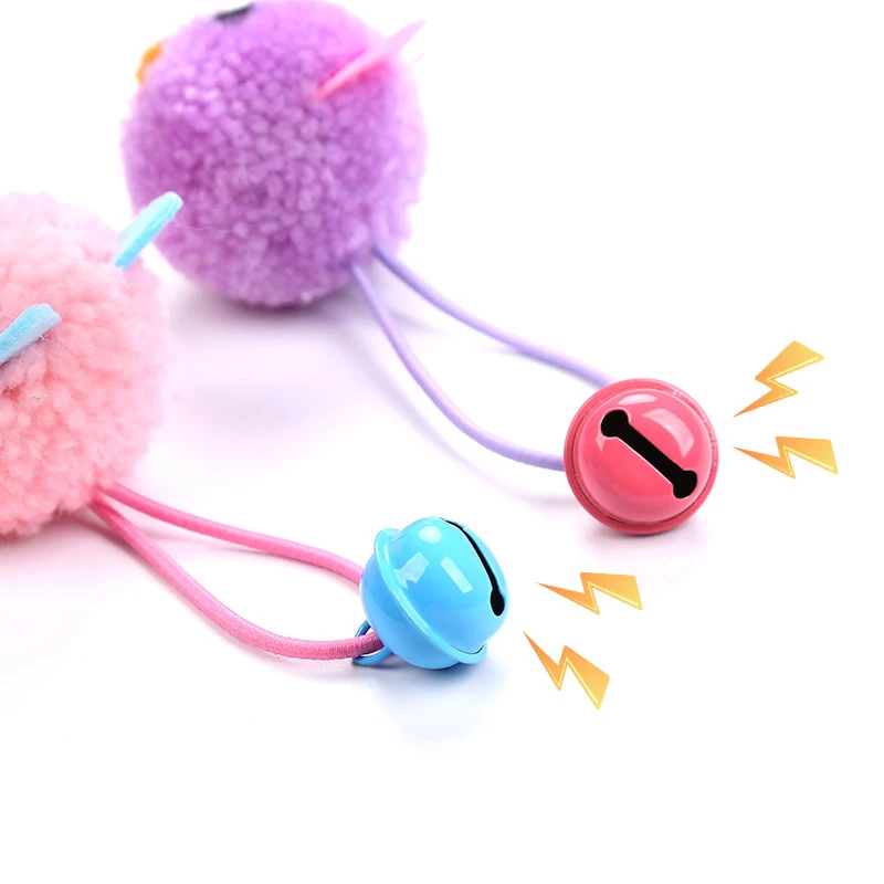 New Cat Toys Mouse Head Shape Bells Self Hi Toys Funny Cat Colorful Plush Mouse Elf Fun Pet Collars Pet Supplies