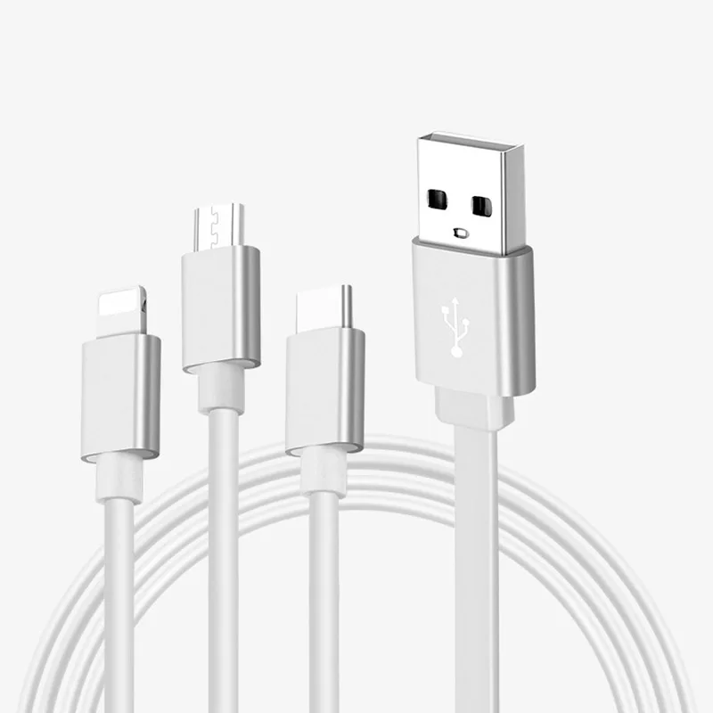 Белый Мультизарядный кабель Шнур 3 в 1 type C Micro USB выдвижной для мобильного телефона OUJ99 - Цвет: Белый