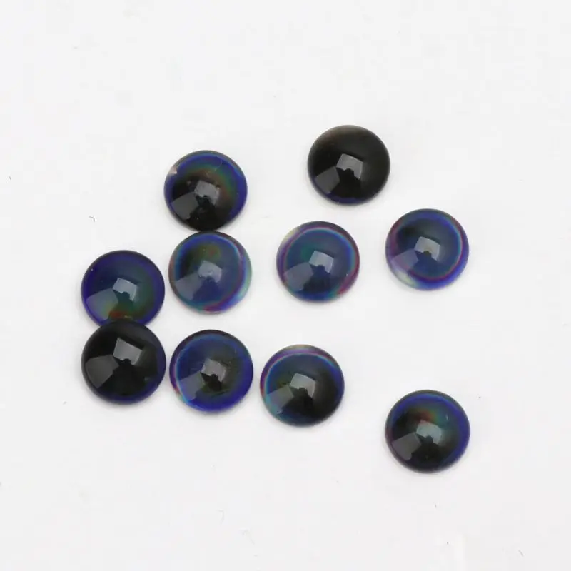 

10Pc Temperature Chromotropic Color Change Mood Gemstone Round Flat Bead Jewelry