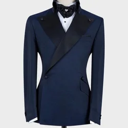 Costume de marié pour homme, Blazer à Double boutonnage et revers, bleu marine, nouvelle collection 2022 