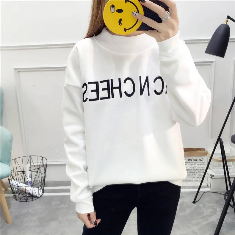 

Maternity Clothes Fall And Winter Clothes New Style High Collar plus Velvet Embroidered Letters Loose Casual Large Size Dress Ve