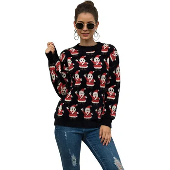

Women's New O-neck Christmas Sweater Women's Knitwear Santa Claus Cartoon Full Pullovers Sweaters Autumn Winter New Tops ML194