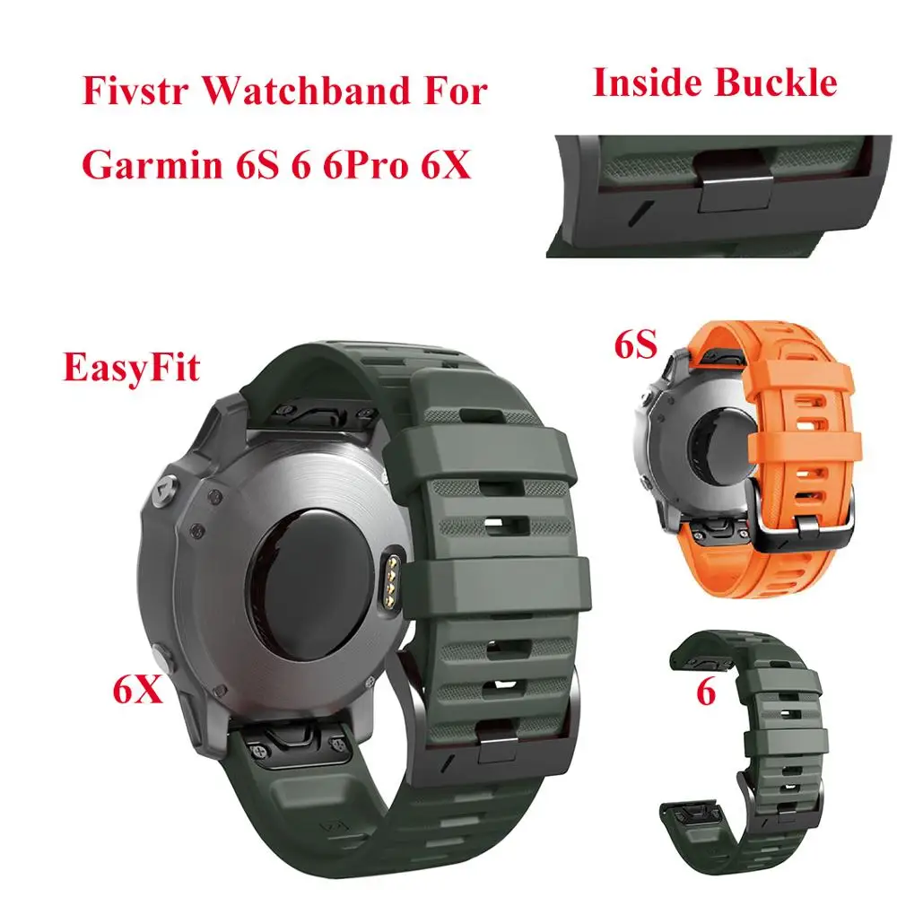 

20 22 26mm Easyfit Watchband Strap for Garmin 6X 6 6Pro 6S Quick Release Silicone Wrist Strap for Garmin Fenix 5X 5 5S Watch