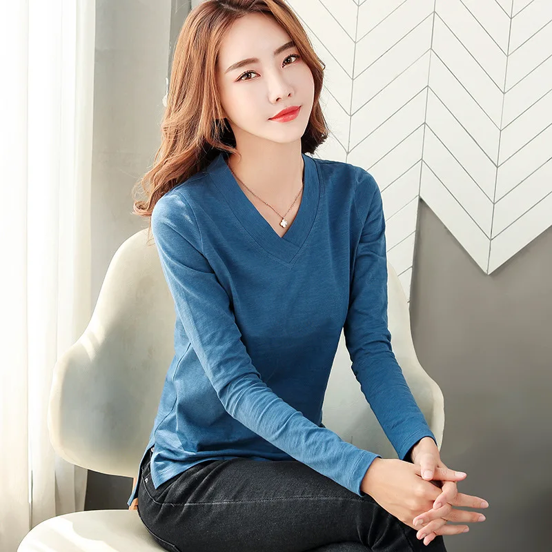 Shintimes Poleras Mujer De Moda Новая повседневная футболка женская с длинным рукавом женская одежда корейский стиль Футболка женская футболка Femme