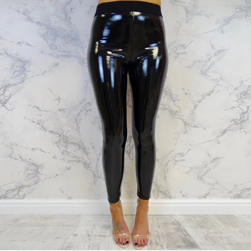 Модные женские леггинсы из искусственной кожи с высокой эластичной резинкой на талии, леггинсы облегающие кожаные леггинсы для фитнеса, отражающие женские осенние