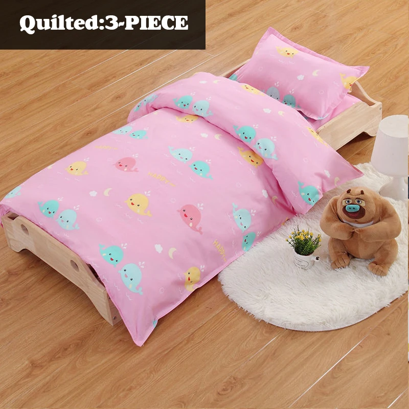 Quilted-3piece 130*60 Kindergarden Детский Комплект постельного белья 3 6 шт. для новорожденных хлопок удобный простынь пододеяльник подушка матрас для детской кроватки - Цвет: Quilted-3piece