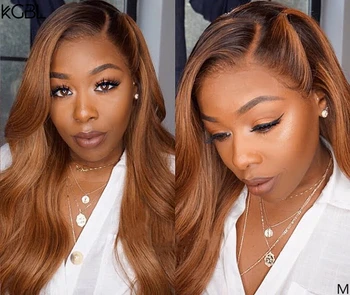 

KGBL 13*6 Ombre Body Wave Lace Front Human Hair Wig With Baby Hair 8“-24“Brazilian Non-Remy 130% 50% Density Wig For Black Women