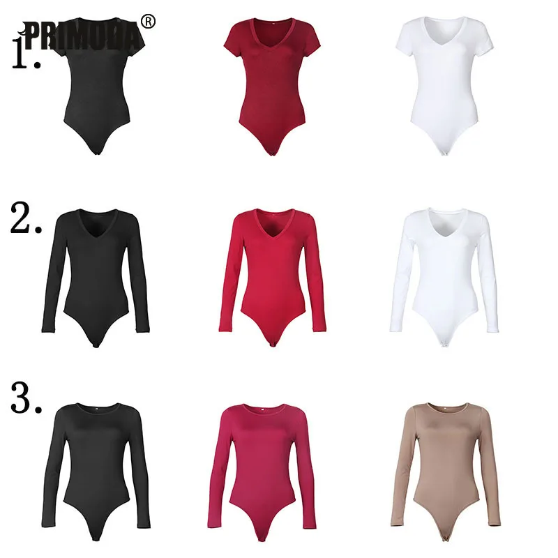 Женские обтягивающие боди однотонные повседневные Комбинезоны с v образным