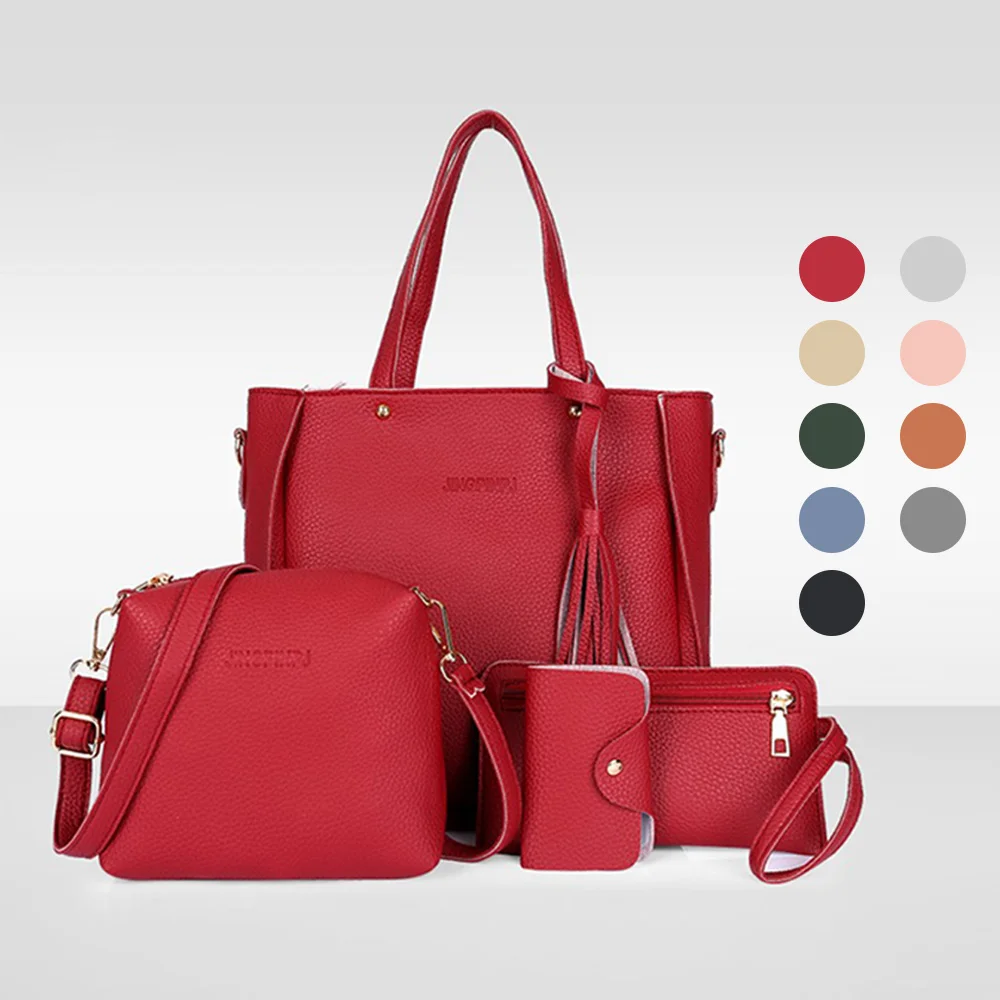 

DIHOPE Fashion Four-piece Shoulder Bag Messenger Bag Wallet Handbag Woman Bag Leather Durable Retro Shoulder Bag Sac Main Femme
