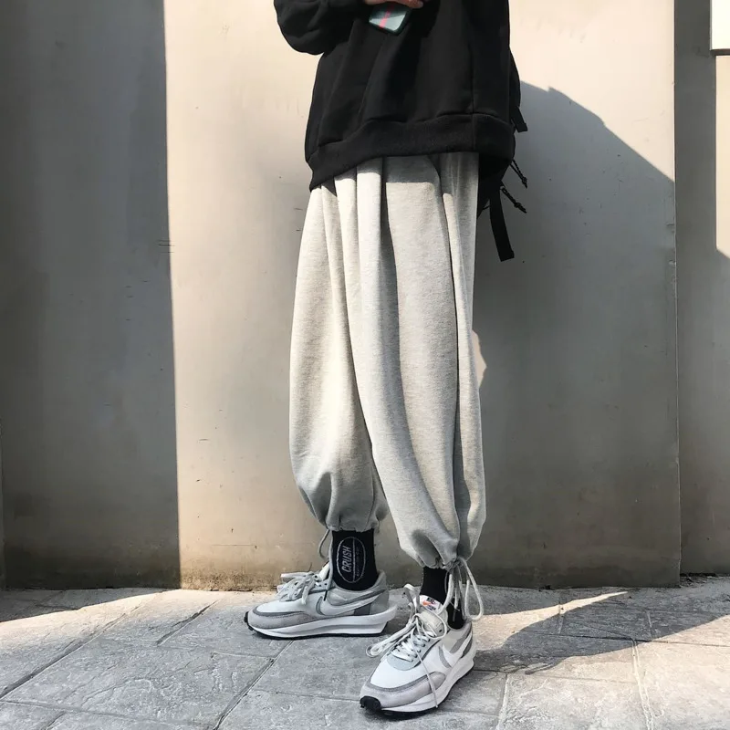 

Sweatpants Men's Fashion Solid Color Casual Pants Men Streetwear Joggers Track Pants Wild Hip-hop Loose Straight Trousers Mens