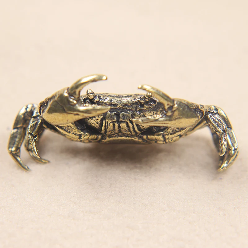 Solid Brass Crab Small Statue Ornament Copper Handmade Antique Animal Miniature Figurine Office Desk Decoration Home Decor Craft