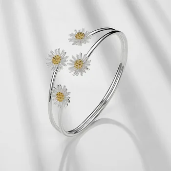 

CHUHAN Fashion Women Simple Cute Daisy Bracelets Flower Link Chain Braclets