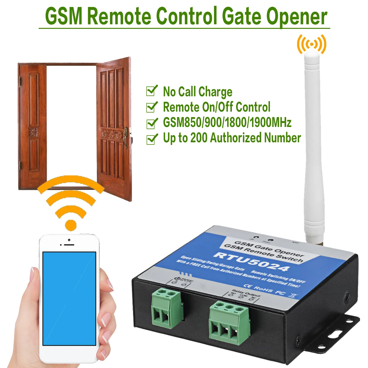 

GSM 2G Gate Opener RTU5024 Powerful Wireless Relay Used For Authorized Door Access Controlling Gate Garage