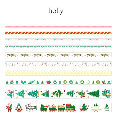 holly 10pcs/set Happy Christmas cute Release paper tape set Lovely New Year style decorative tape bullet journal sticker kawaii - Цвет: holly