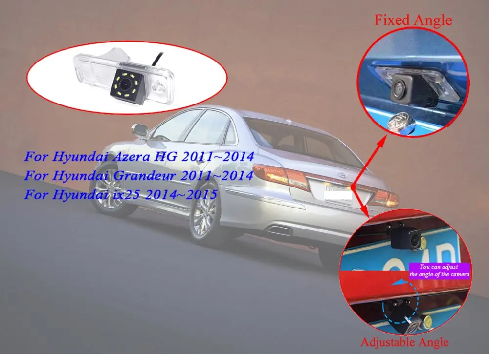 Беспроводной 2,4G CCD и светодиодный регулируемый угол заднего вида камера для hyundai Azera HG Grandeur ix25