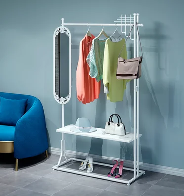 Clothes rack falling zone rotating mirror bedroom living room integrated corner porch hanging clothes shelf