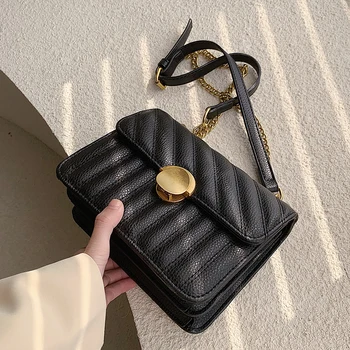 

Vintage Fashion Square Crossbody bag 2020 New High Quality PU Leather Women's Designer Handbag Lock Chain Shoulder Messenger bag