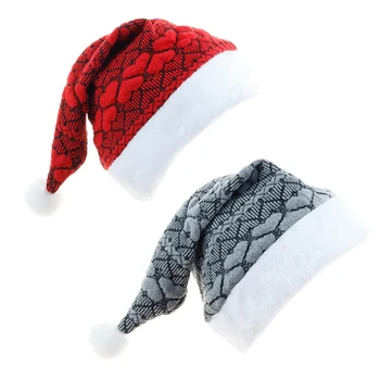 

2Pcs/Bag/Knitted Love Graphic Christmas Hat/Creative Santa Hat/Red Adult Christmas Hat/Christmas Decorations/Christmas Hat